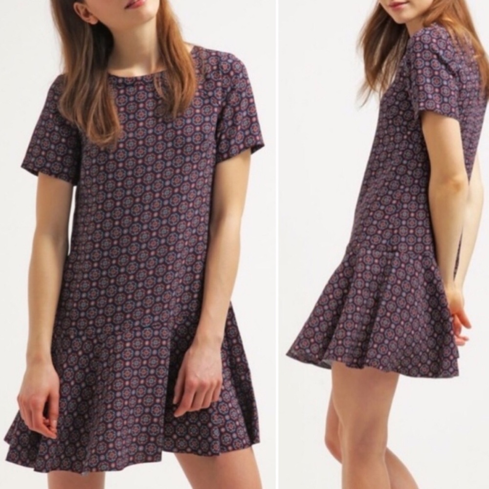 NWT Banana Republic Foulard Print Flounce shift dress short sleeve mini sz 2